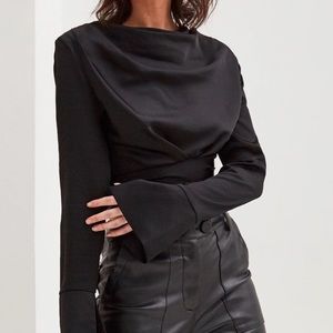 Satin Cowl Neck Blouse